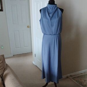 Pretty Garden Elegant Sleeveless Blue Maxi Dress